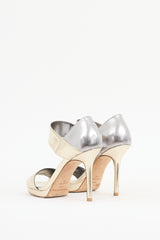 Jimmy Choo Gold & Silver Patent Leather Alana Sandal