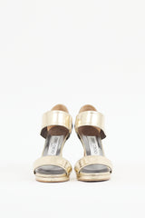 Jimmy Choo Gold & Silver Patent Leather Alana Sandal