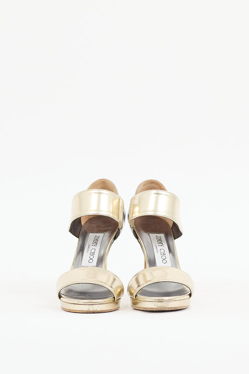 Jimmy Choo Gold & Silver Patent Leather Alana Sandal