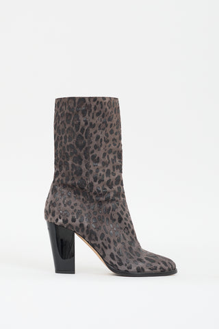 Jimmy Choo Grey Suede & Black Leather Printed Boot