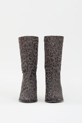 Jimmy Choo Grey Suede & Black Leather Printed Boot
