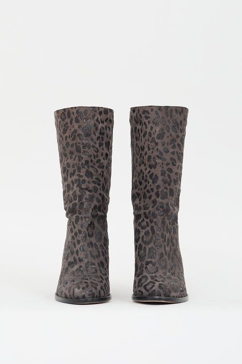 Jimmy Choo Grey Suede & Black Leather Printed Boot