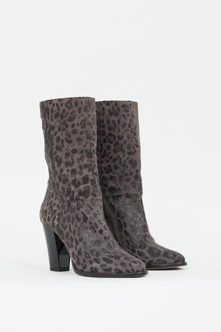 Jimmy Choo Grey Suede & Black Leather Printed Boot