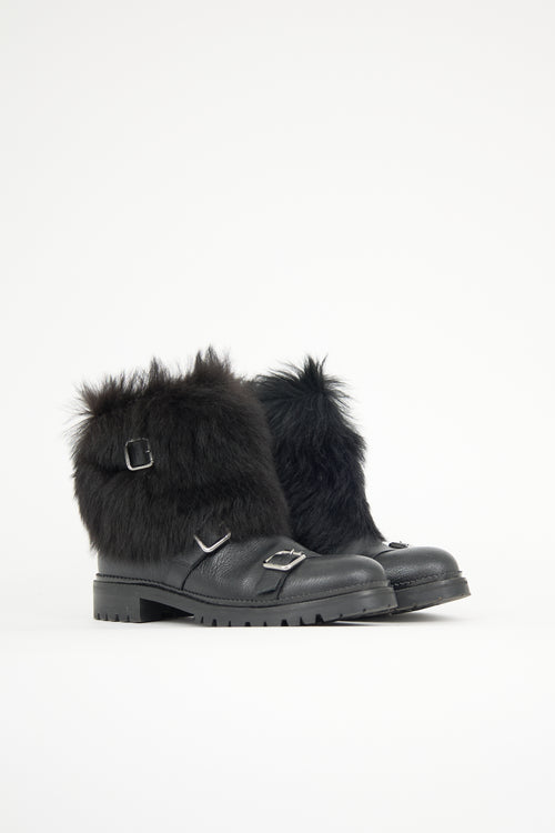 Jimmy Choo Leather & Faux Fur Hank Boot