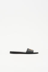 Jimmy Choo Leather Logo Flat Slide Sandal