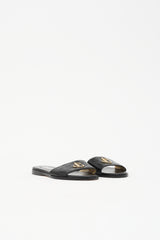 Jimmy Choo Leather Logo Flat Slide Sandal