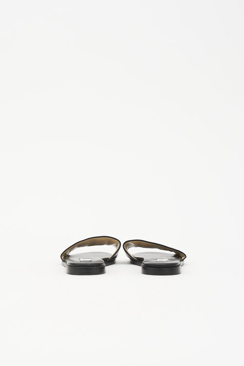 Jimmy Choo Leather Logo Flat Slide Sandal