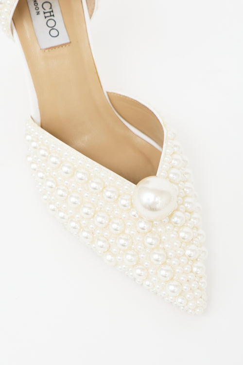 Jimmy Choo Leather Pearl Embellished Pump