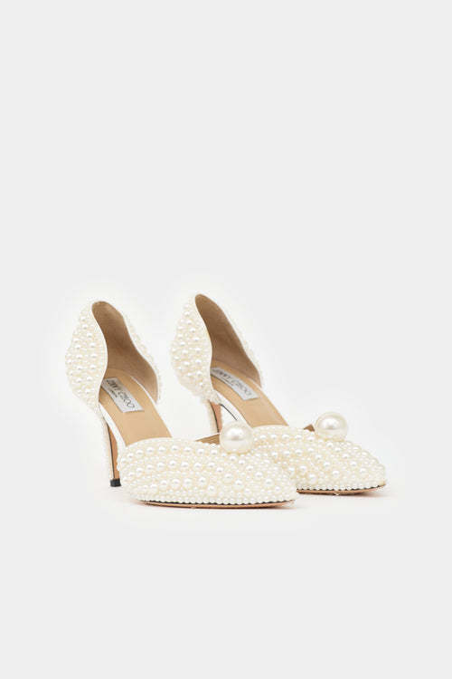 Jimmy Choo Leather Pearl Embellished Pump