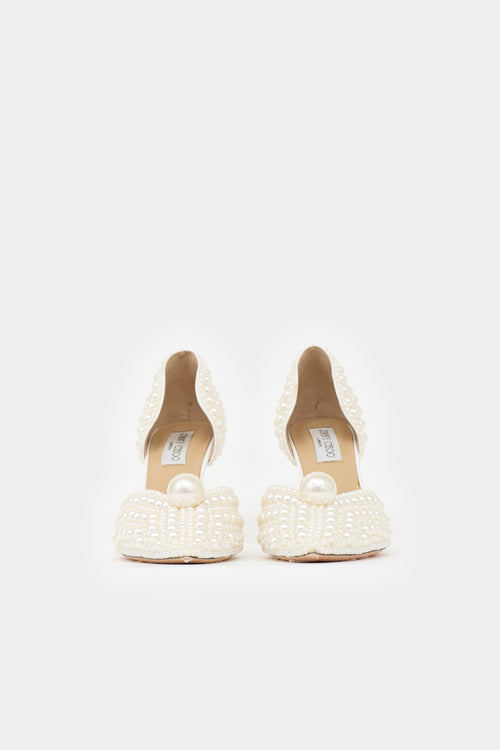 Jimmy Choo Leather Pearl Embellished Pump