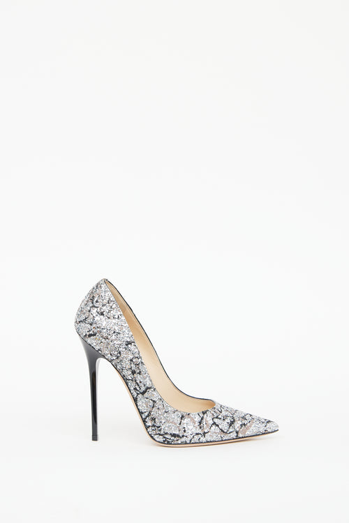 Jimmy Choo Silver & Black Sparkle Pump
