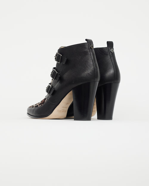 Jimmy Choo Multi Black Textured Leather Ankle Boot