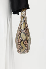 Jimmy Choo Beige & Green Stevie Embossed Bag