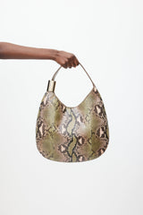Jimmy Choo Beige & Green Stevie Embossed Bag