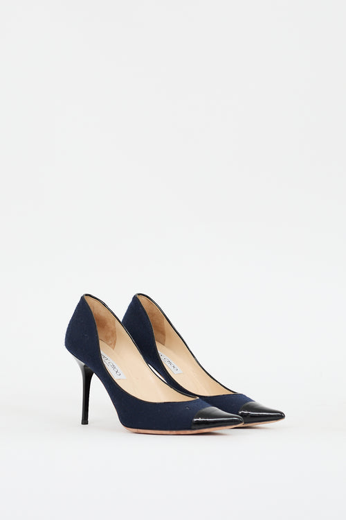 Jimmy Choo Navy & Black Patent Toe Pump