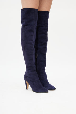 Jimmy Choo Navy Suede Thigh High Boot