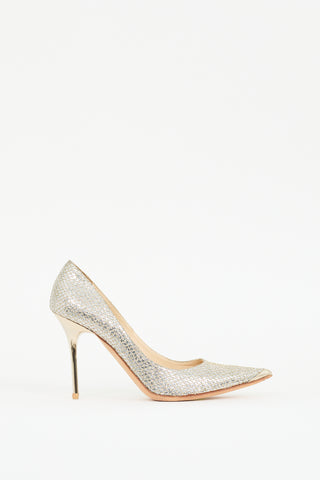 Jimmy Choo Silver & Gold Glitter Abel 100mm Pump