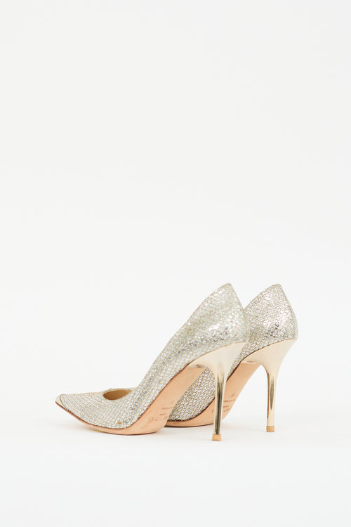 Jimmy Choo Silver & Gold Glitter Abel 100mm Pump