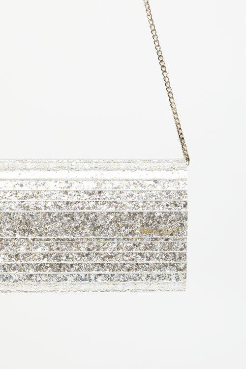 Jimmy Choo Silver Glitter Sweetie Clutch