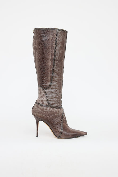 Jimmy Choo Embossed Karung Knee High Boot