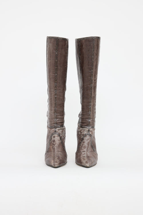 Jimmy Choo Embossed Karung Knee High Boot