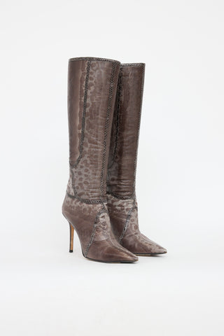 Jimmy Choo Embossed Karung Knee High Boot