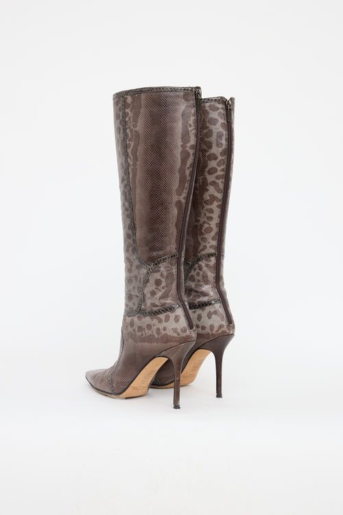 Jimmy Choo Embossed Karung Knee High Boot