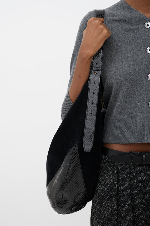 Jimmy Choo Suede & Leather Bar Shoulder Bag