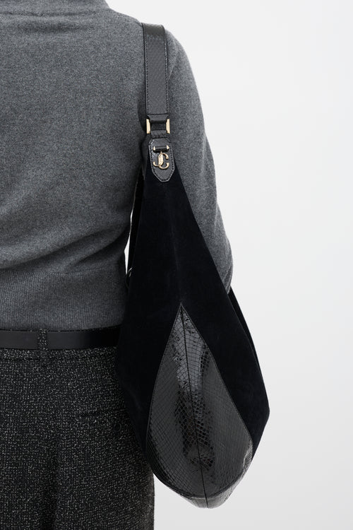 Jimmy Choo Suede & Leather Bar Shoulder Bag