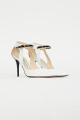 Jimmy Choo White & Multicolour Textured Patent Heel