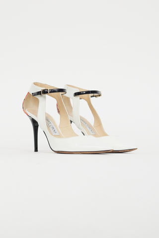 Jimmy Choo White & Multicolour Textured Patent Heel