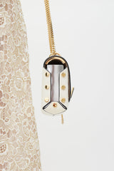 Jimmy Choo White & Gold Lockett Textured Bag