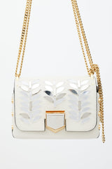 Jimmy Choo White & Gold Lockett Textured Bag