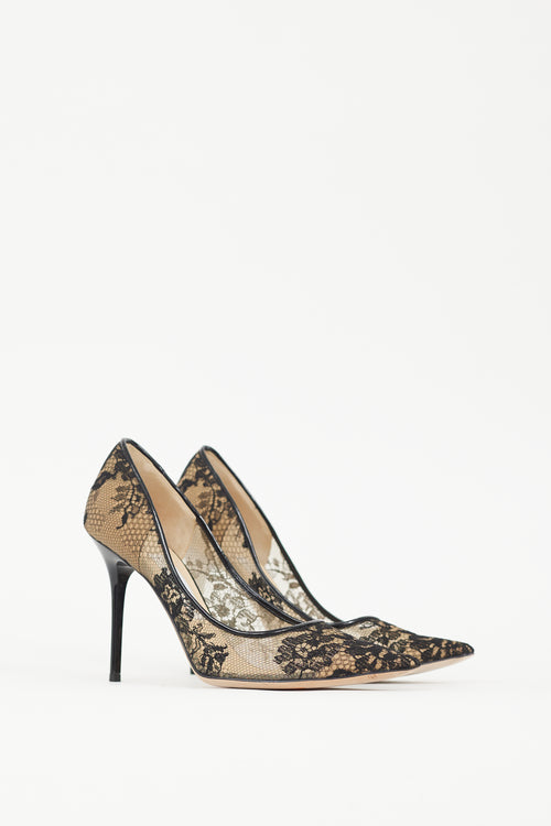 Jimmy Choo Beige & Black Lace Agnes Heel