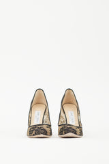 Jimmy Choo Beige & Black Lace Agnes Heel