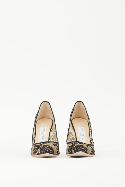 Jimmy Choo Beige & Black Lace Agnes Heel