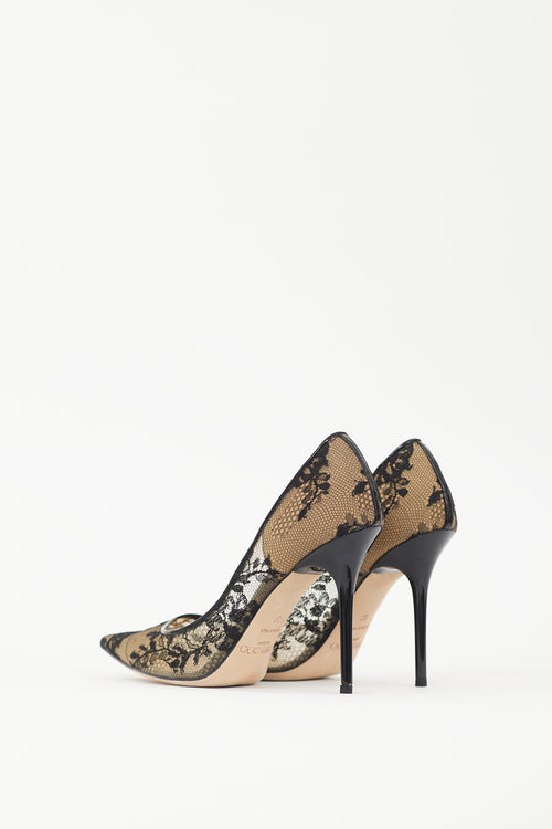 Jimmy Choo Beige & Black Lace Agnes Heel