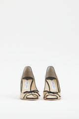 Jimmy Choo Beige & Black Patent Peep Toe Pump