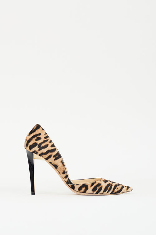 Jimmy Choo Beige & Black Printed Hair Pump