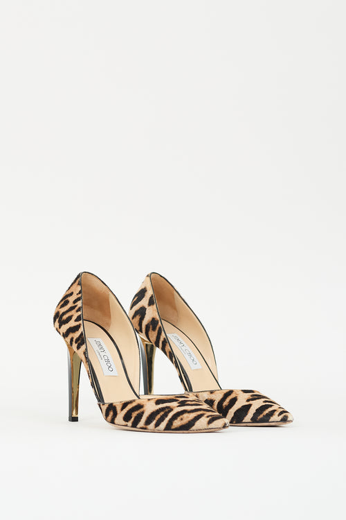 Jimmy Choo Beige & Black Printed Hair Pump