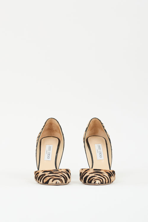 Jimmy Choo Beige & Black Printed Hair Pump