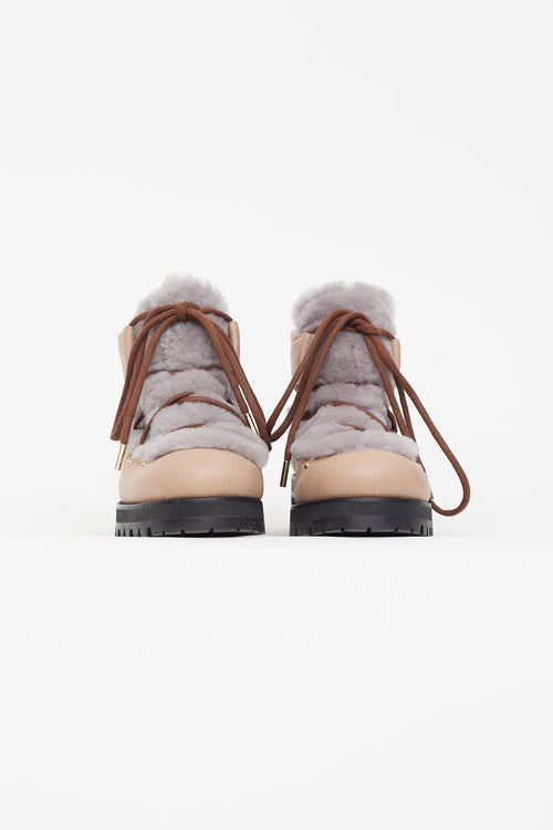 Jimmy Choo Beige & Grey Ditto Shearling Boot