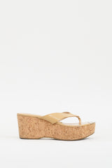 Jimmy Choo Beige Patent & Cork Pathos Wedge Sandal