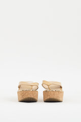 Jimmy Choo Beige Patent & Cork Pathos Wedge Sandal