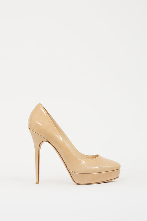 Jimmy Choo Beige Patent Leather Cosmic Pump