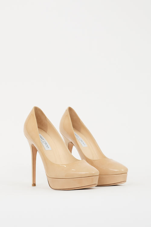 Jimmy Choo Beige Patent Leather Cosmic Pump