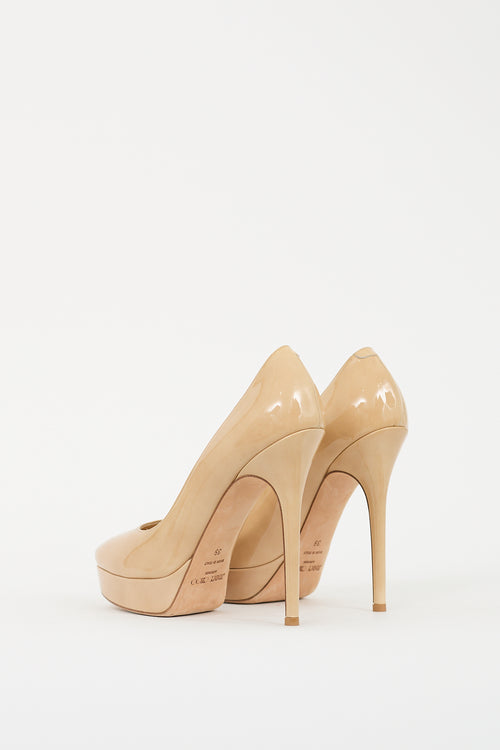 Jimmy Choo Beige Patent Leather Cosmic Pump