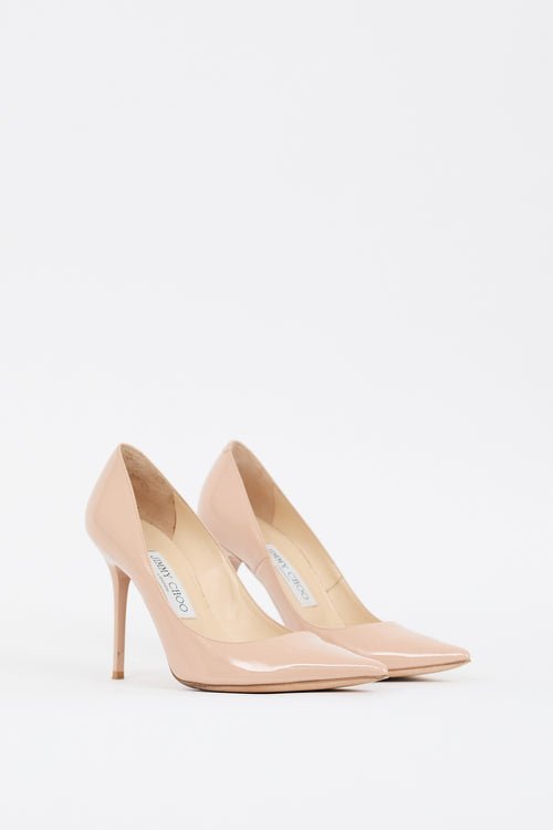 Jimmy Choo Beige Patent Leather Love 100 Pump