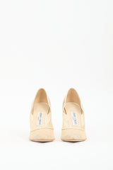 Jimmy Choo Beige & Silver Lace Romy Pump