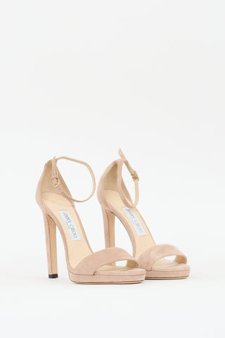 Jimmy Choo Beige Suede Misty Heeled Sandal